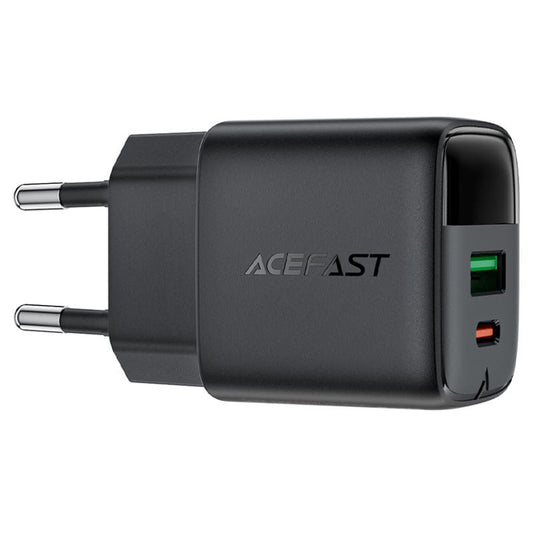 Punjač mreže Acefast A114 Display, 25W, 3A, 1 x USB-A - 1 x USB-C, Crni