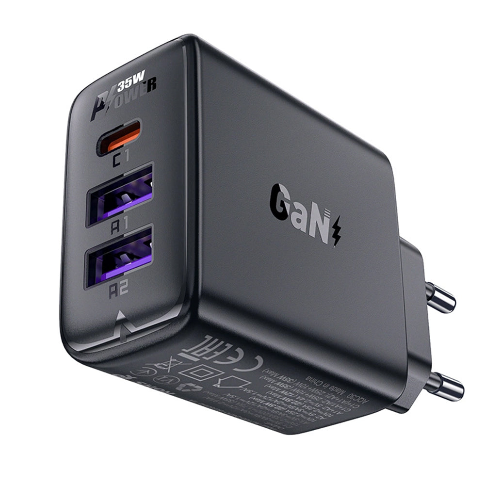 Punjač mreže Acefast A57, 35W, 3A, 2 x USB-A - 1 x USB-C, Crni