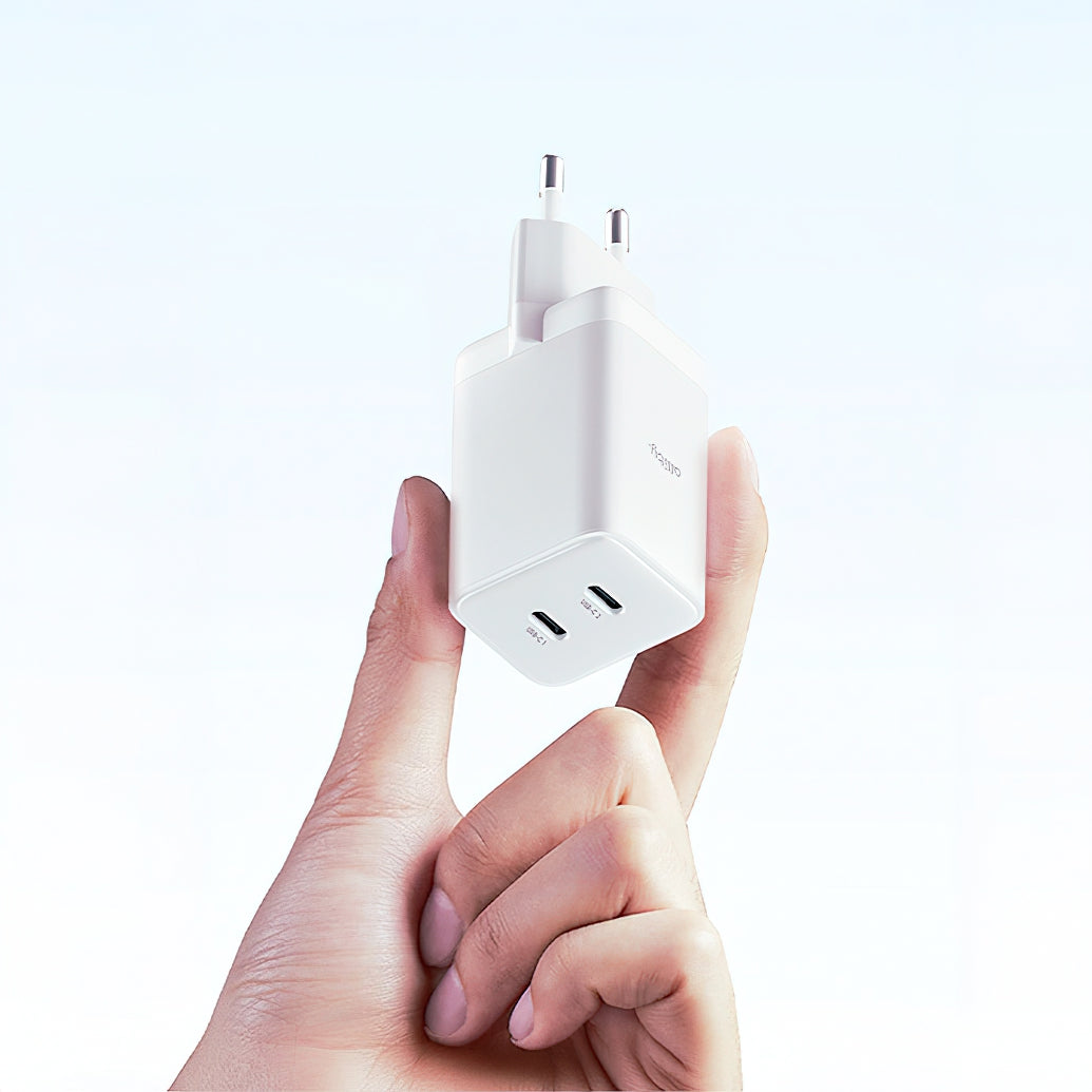 Punjač mreže Allity. ATC-01-45WCC Fast, 45W, 3A, 2 x USB-C, Beli
