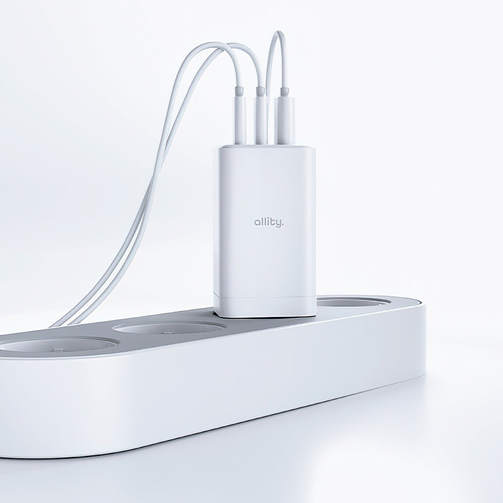 Punjač mreže Allity. ATC-01-65WACC Fast, 65W, 3.25A, 1 x USB-A - 2 x USB-C, Beli