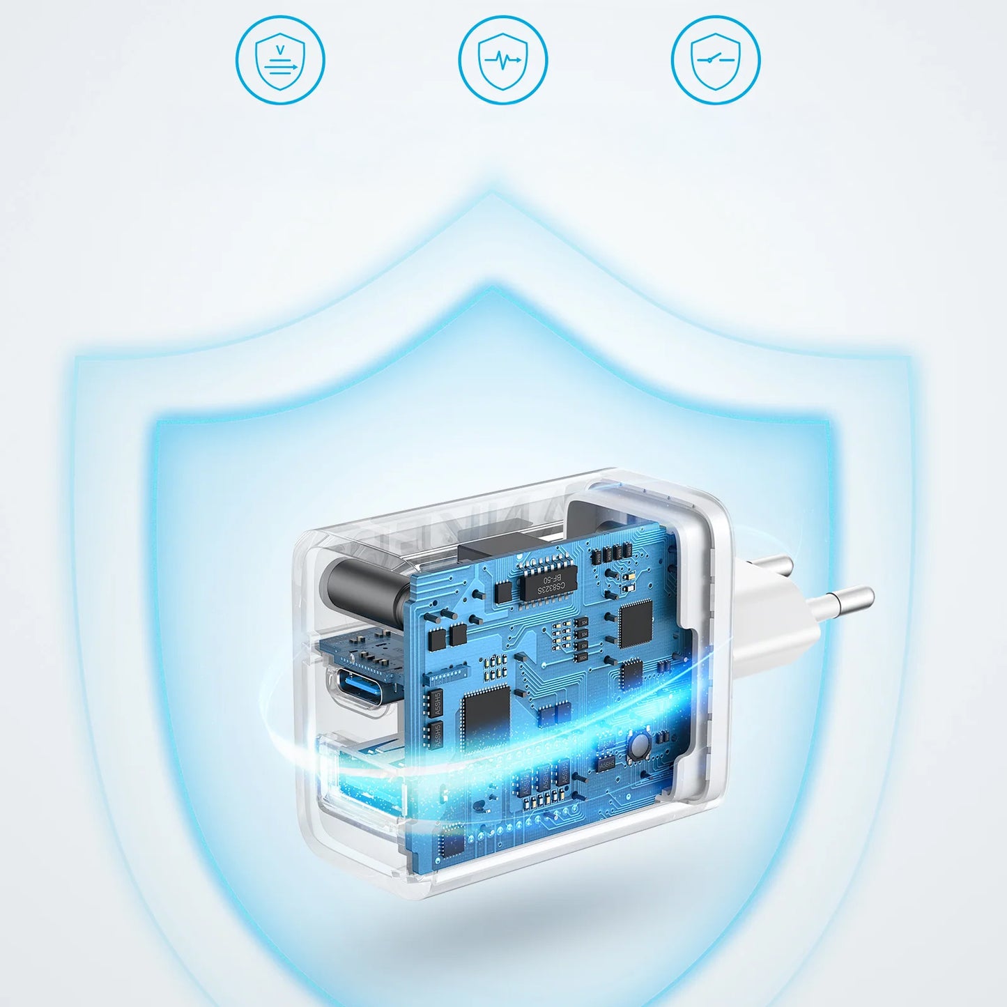 Punjač Anker 312, 20W, 3A, 1 x USB-A - 1 x USB-C, Beli A2348G21