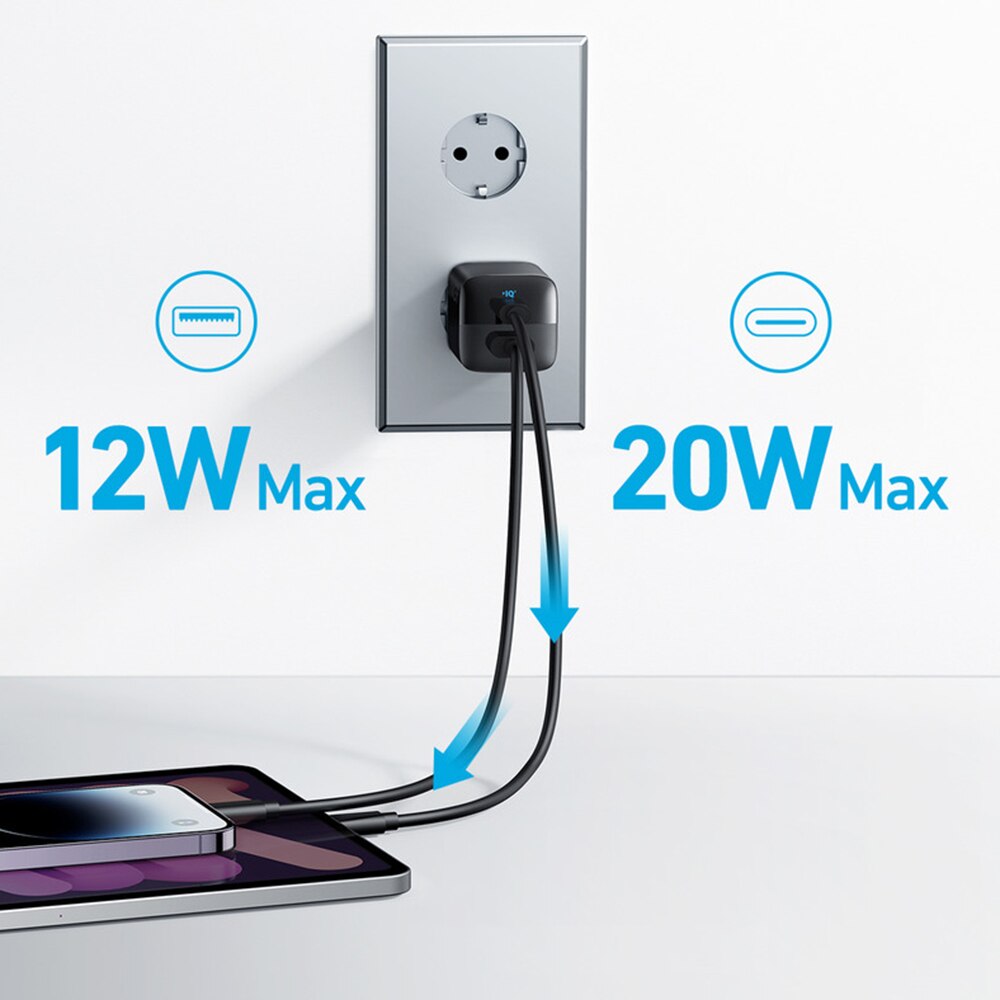 Punjač Anker 323, 33W, 3A, 1 x USB-A - 1 x USB-C, Crni A2331G11