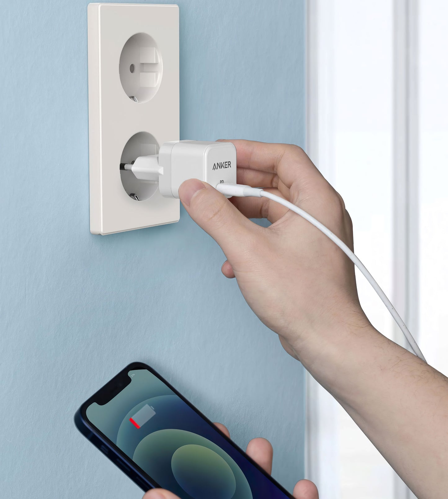 Punjač Anker PowerPort III Cube, 20W, 3A, 1 x USB-C, Beli A2149G21