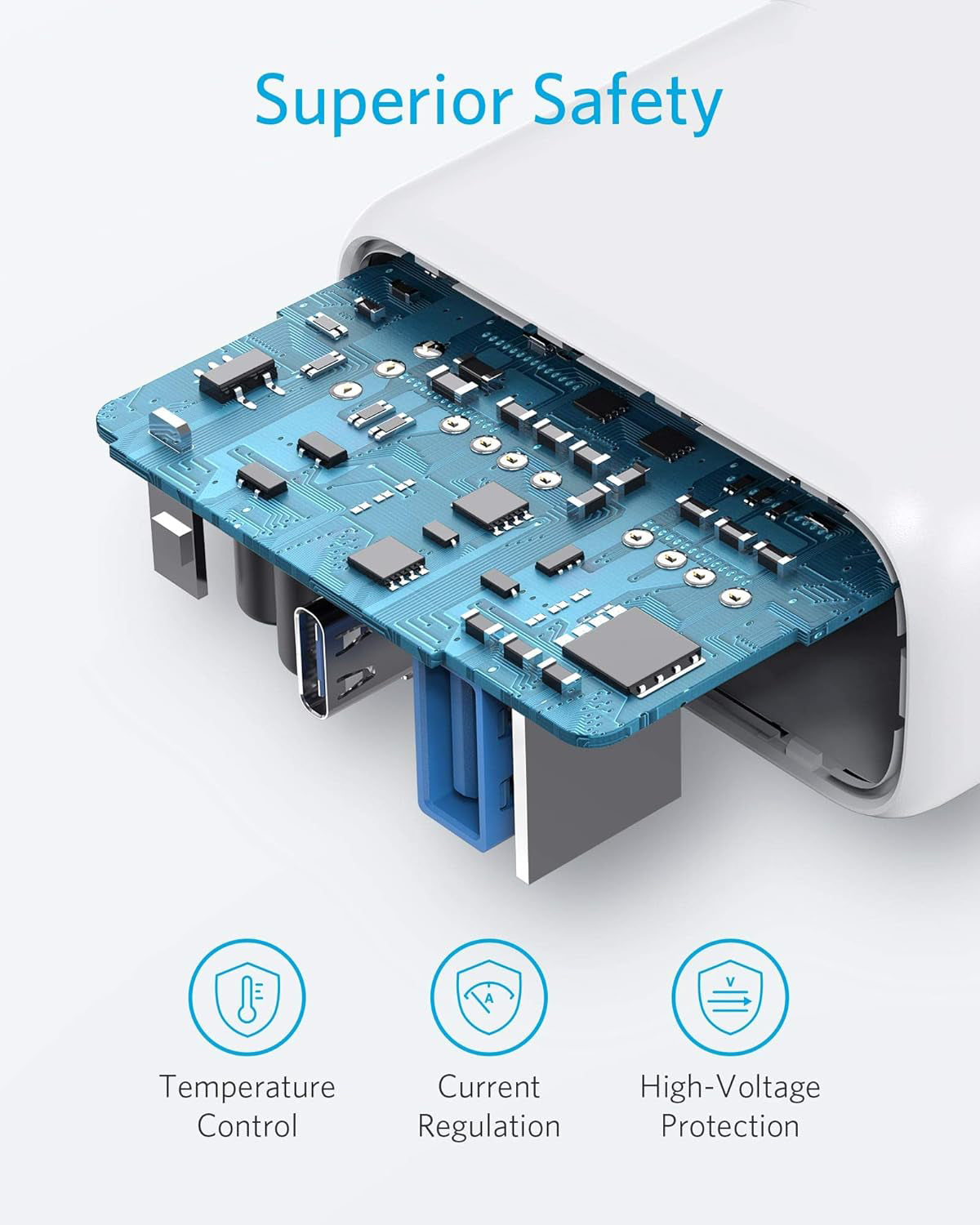 Punjač Anker PowerPort PD+ 2, 35W, 3A, 1 x USB-A - 1 x USB-C, Beli A2636G21