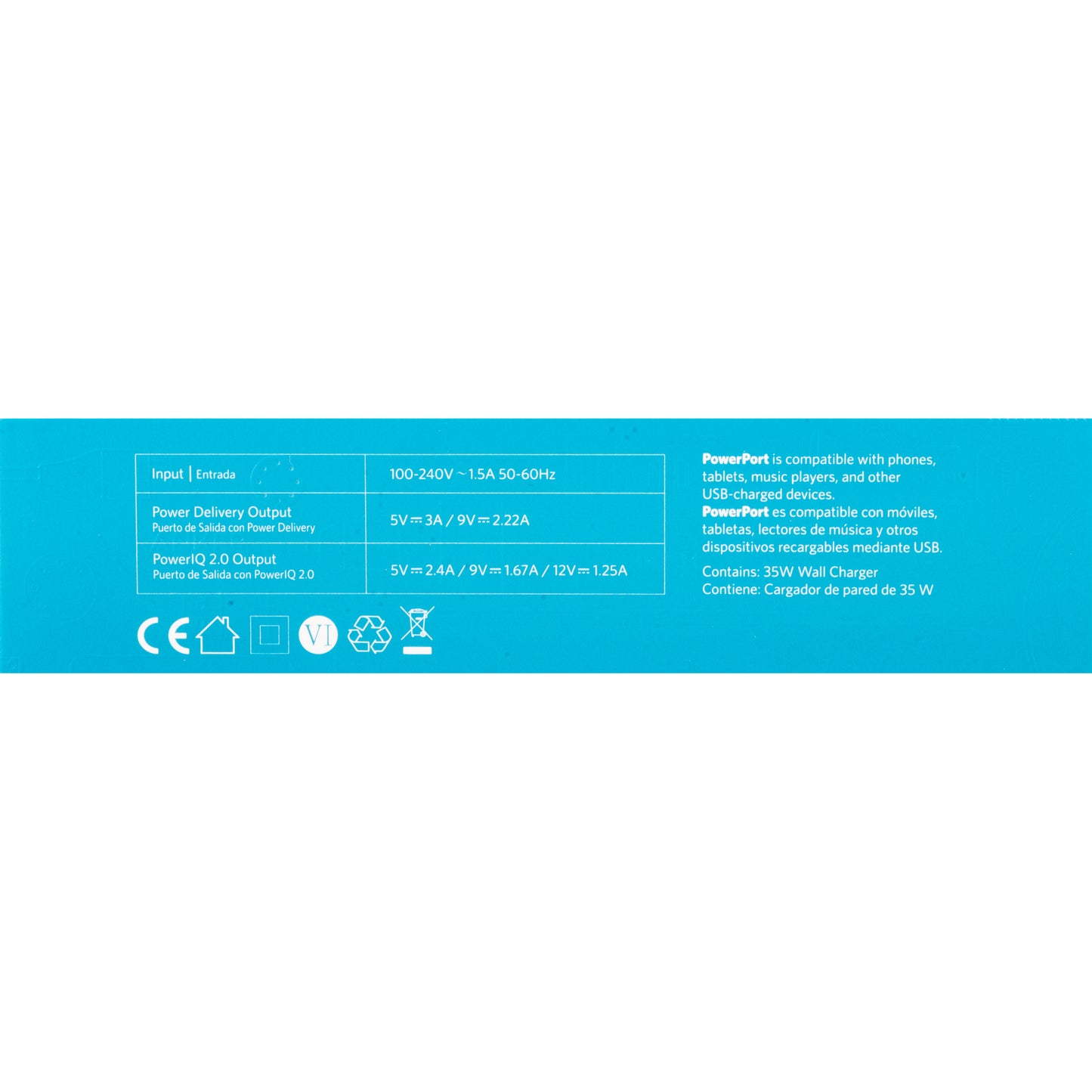 Punjač Anker PowerPort PD+ 2, 35W, 3A, 1 x USB-A - 1 x USB-C, Beli A2636G21