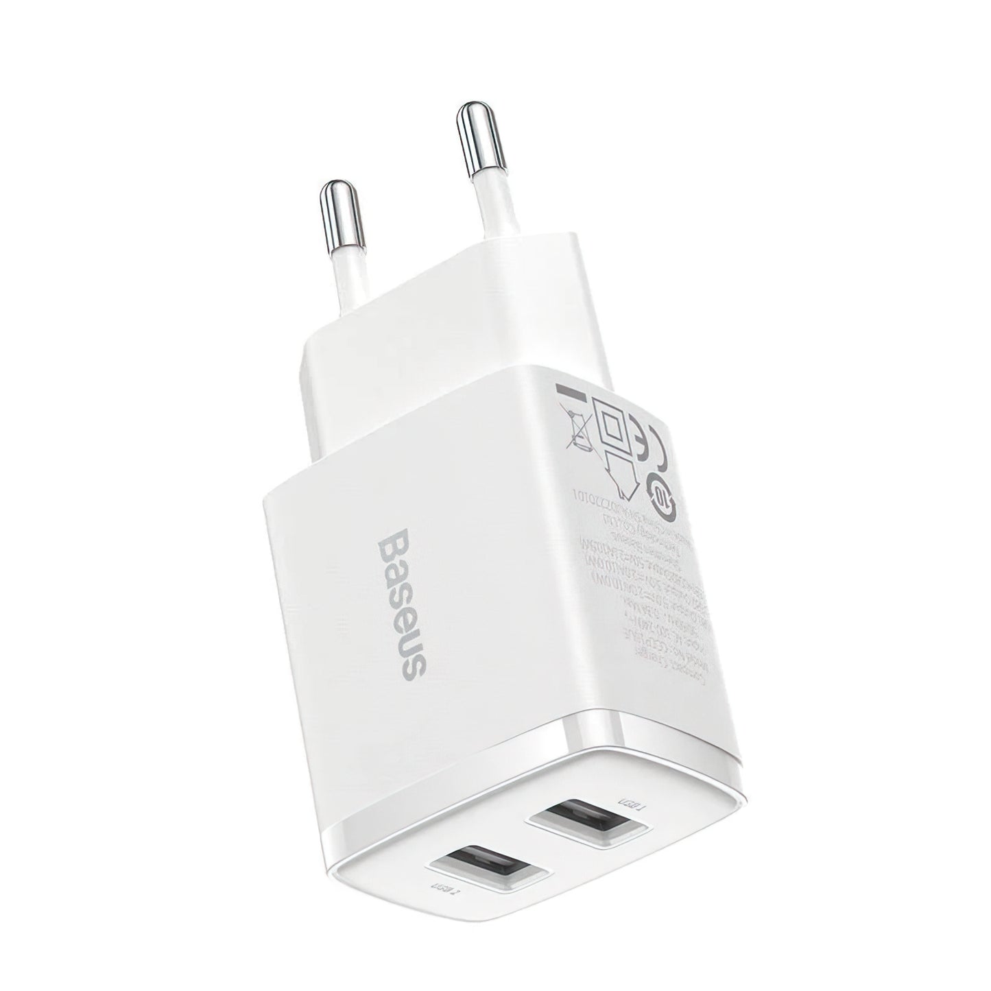 Punjač mreže Baseus Compact, 10.5W, 2.1A, 2 x USB-A, Beli CCXJ010202