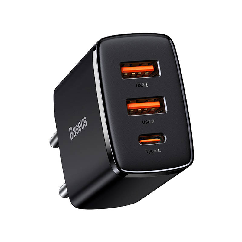 Punjač Baseus Compact, 30W, 3A, 1 x USB-C - 2 x USB-A, Crni CCXJ-E01
