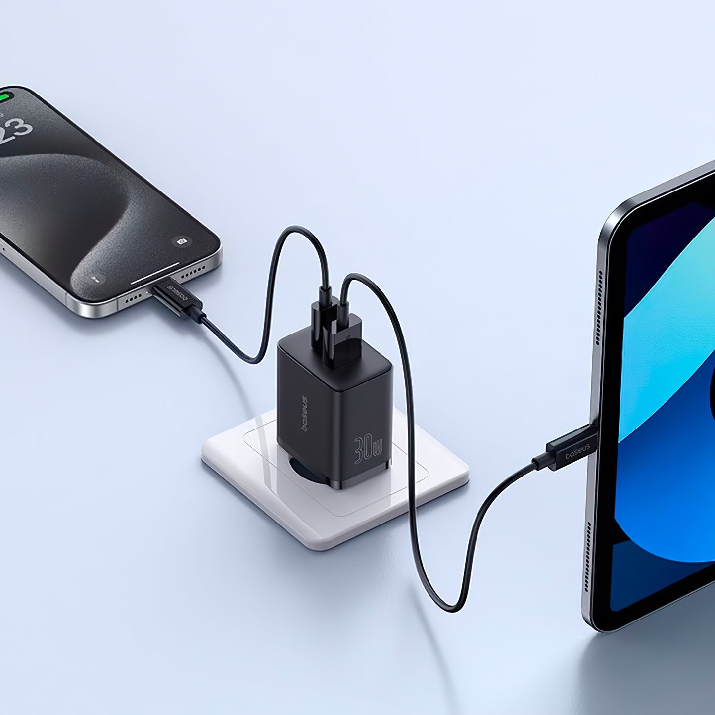 Punjač Baseus Cube, 30W, 2.4A, 1 x USB-A - 1 x USB-C, Crni P10111404113-00