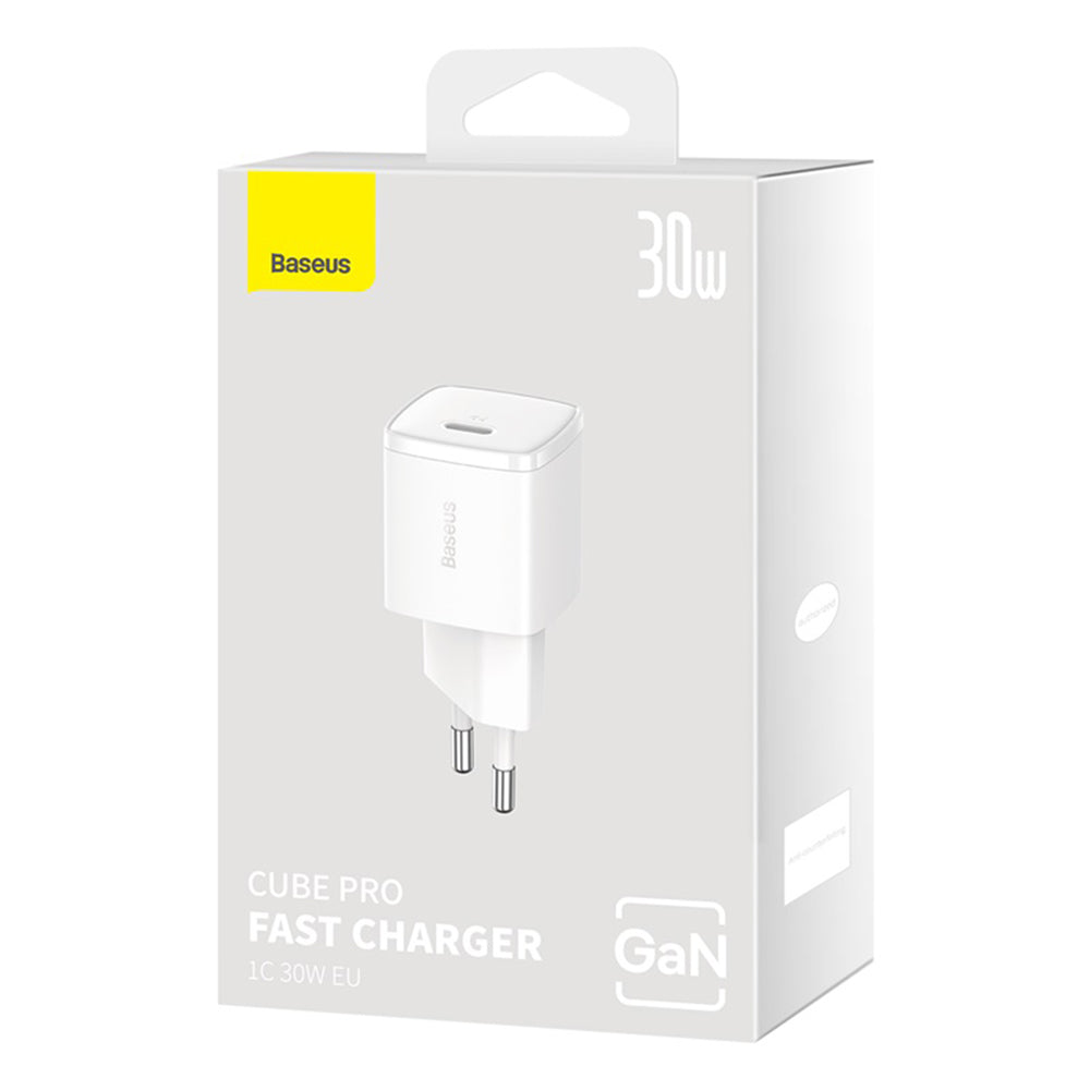 Punjač mreže Baseus Cube Pro, 30W, 3A, 1 x USB-C, Beli CCXF000302