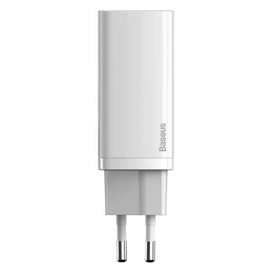 Punjač Baseus GaN2 Lite, 65W, 3A, 1 x USB-A - 1 x USB-C, Beli CCGAN2L-B02
