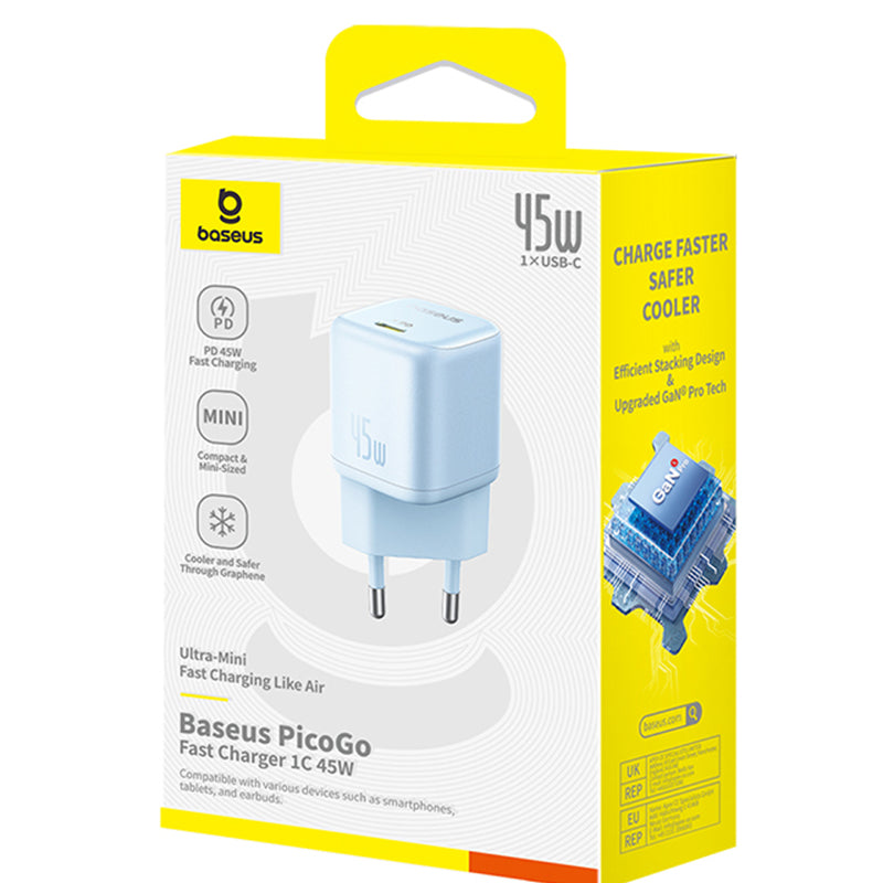 Punjač mreže Baseus PicoGo, 45W, 3A, 1 x USB-C, Plavi P10176800313-00