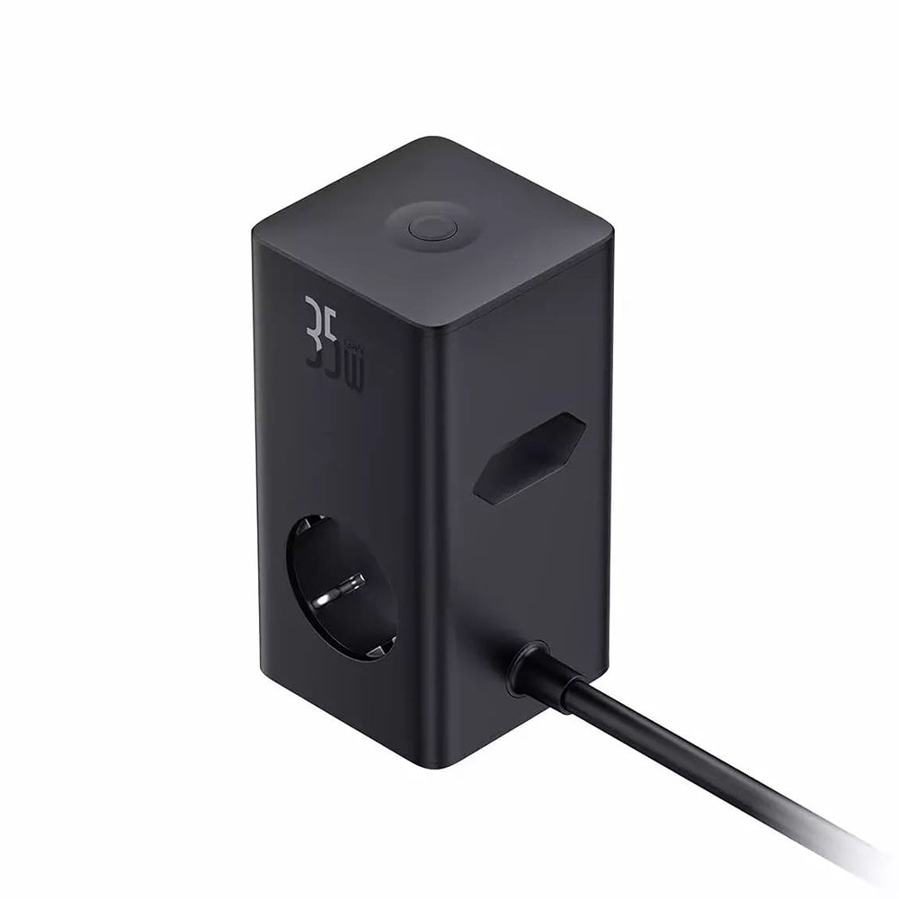 Produžni kabl Baseus PowerCombo, 35W, 5A, 2 x USB-A - 2 x USB-C - 3 x Schuko, Crni E00023606113-00