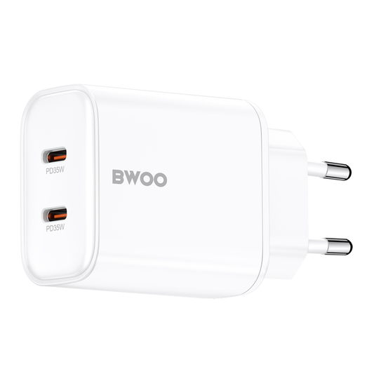 Mrežni punjač BWOO CDA206, 35W, 3A, 2 x USB-C, Bela