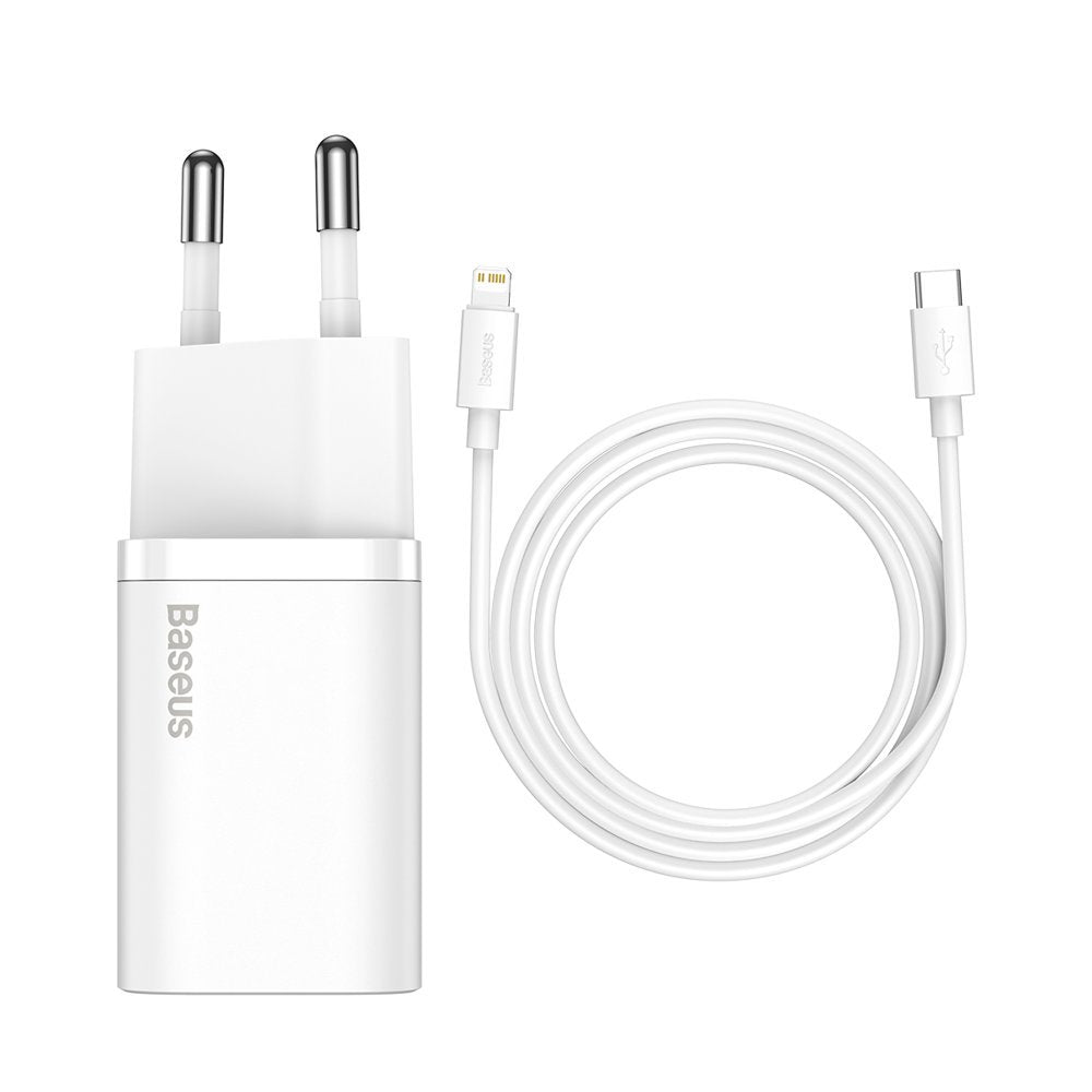 Punjač za mrežu sa Lightning kablom Baseus Super Si, 20W, 3A, 1 x USB-C, Beli TZCCSUP-B02