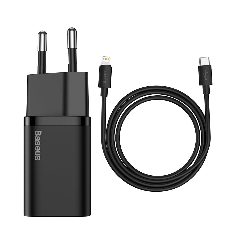 Punjač za mrežu sa Lightning kablom Baseus Super Si, 20W, 3A, 1 x USB-C, Crni TZCCSUP-B01