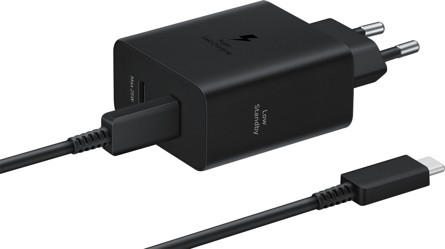 Punjač za mrežu sa USB-C kablom Samsung, 50W, 3A, 2 x USB-C, Crni EP-T5020XBEGEU