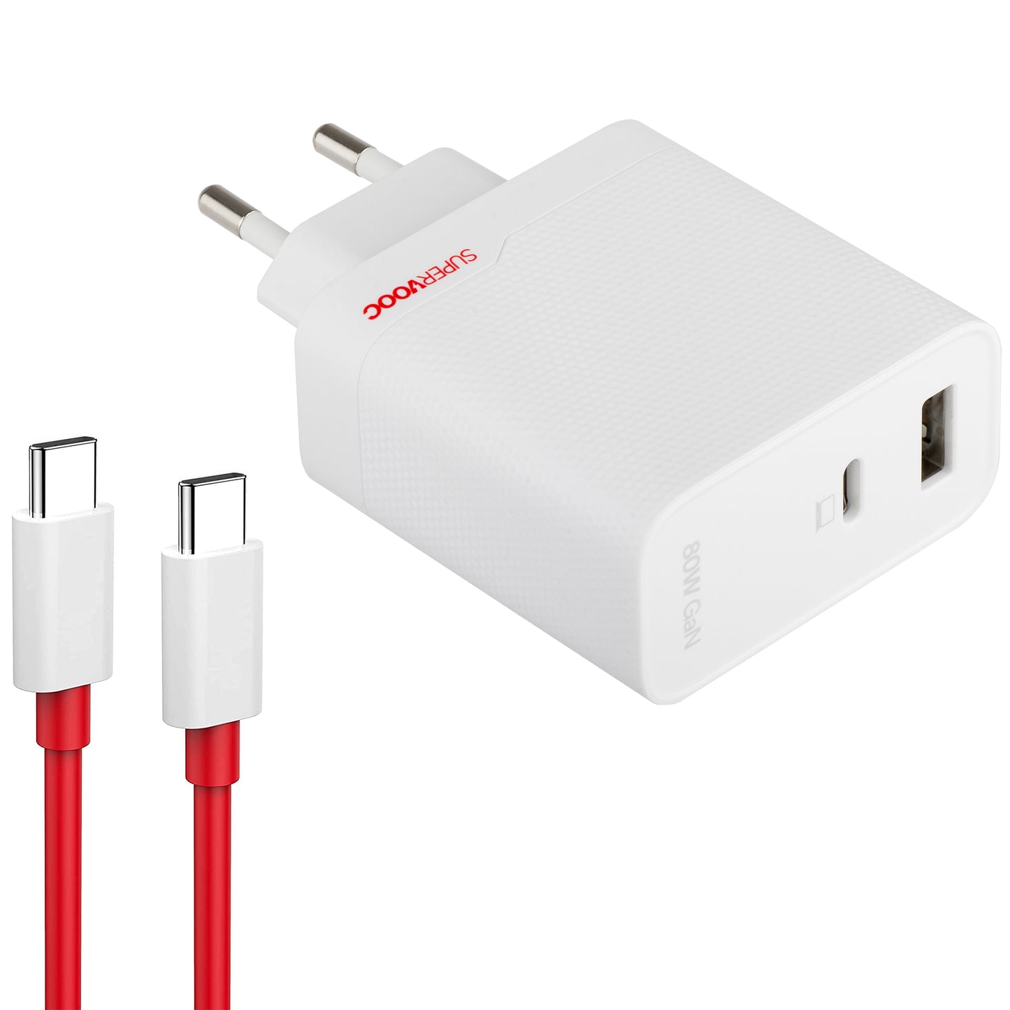 Punjač za mrežu sa USB-C kablom OnePlus, 80W, 7.3A, 1 x USB-A - 1 x USB-C, Bela 5461100597