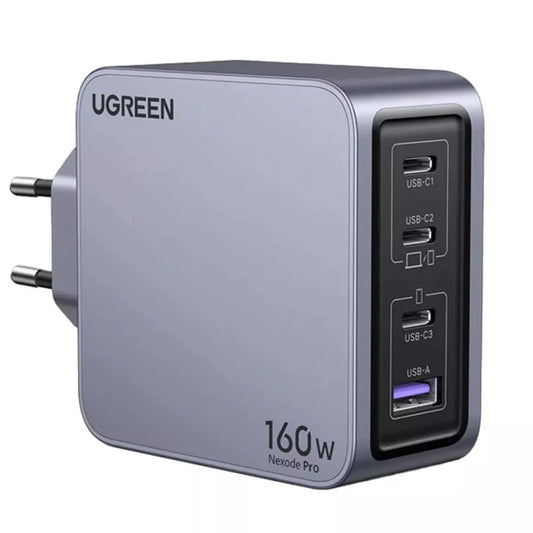 Punjač za mrežu sa USB-C kablom UGREEN X763 Nexode Pro, 160W, 3.25A, 1 x USB-A - 3 x USB-C, Sivi