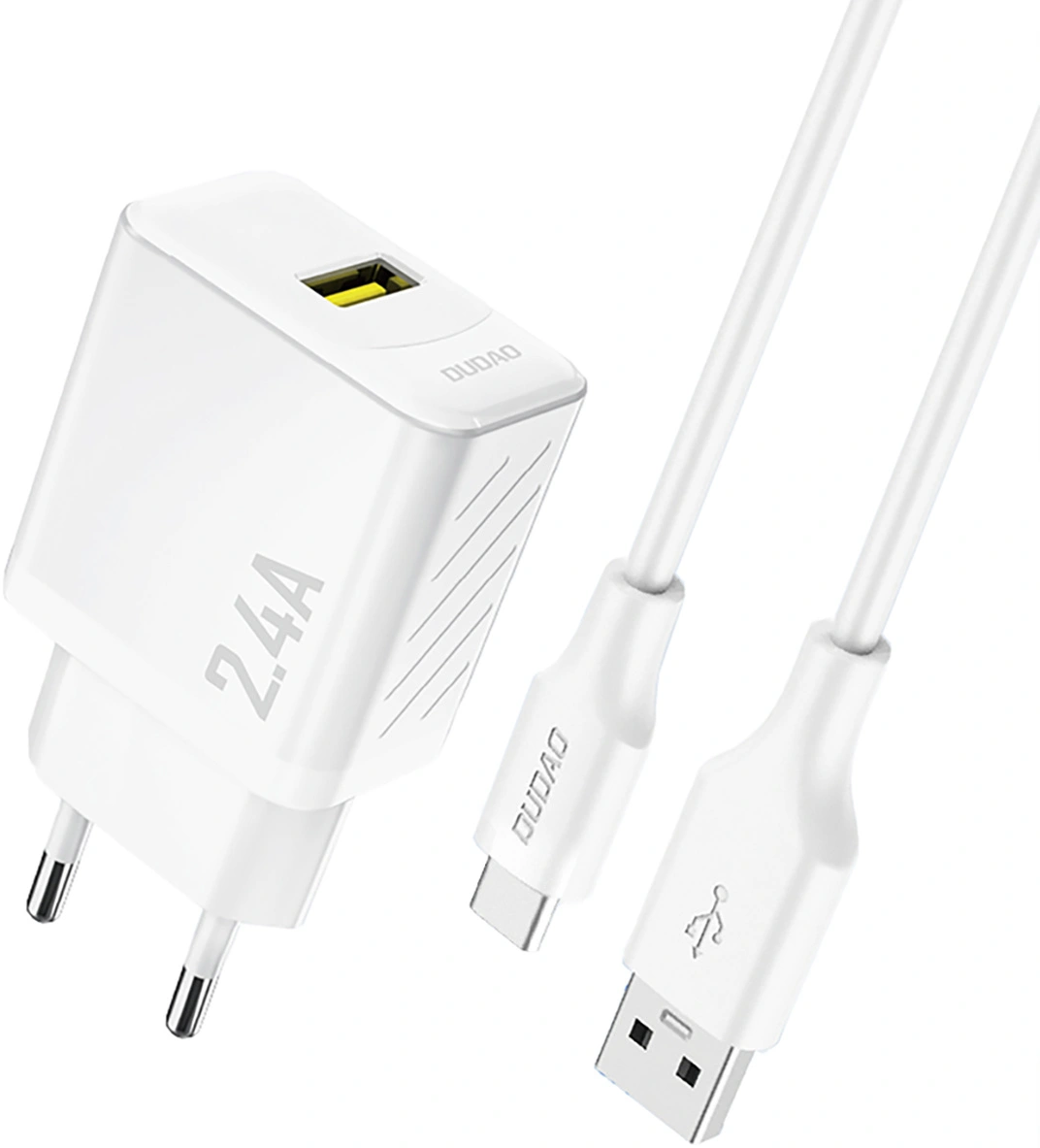 Punjač za mrežu sa USB-C kablom Dudao A23TEU, 12W, 2.4A, 1 x USB-A, Bela