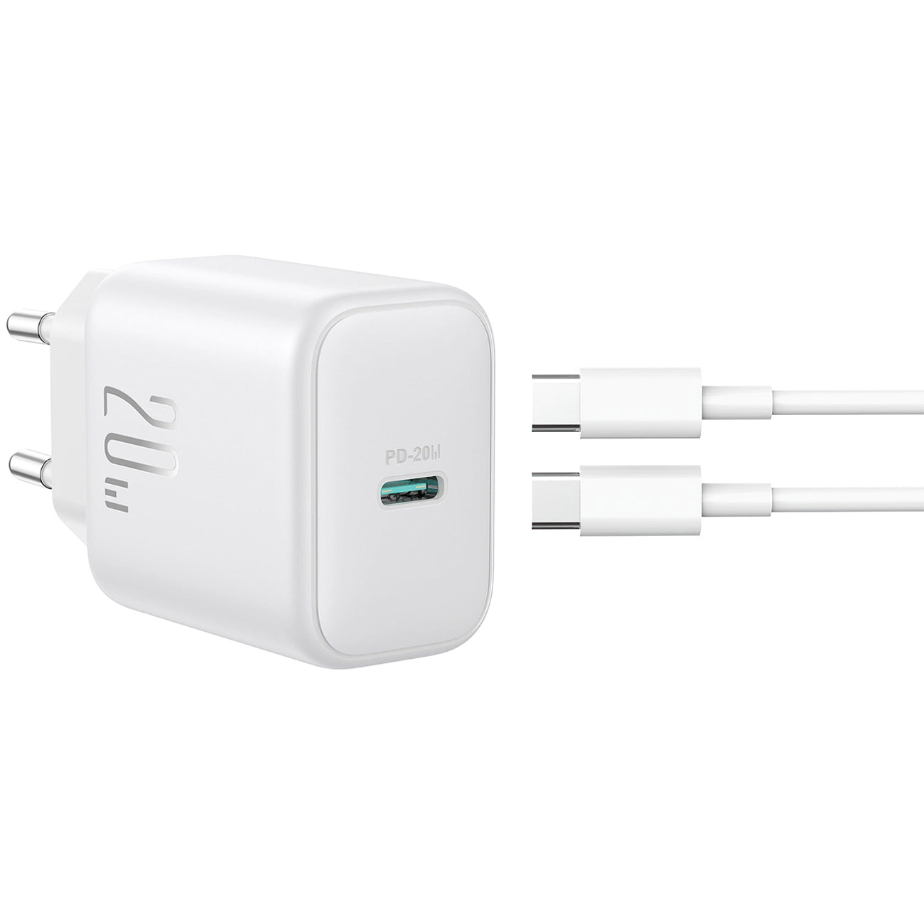 Punjač za mrežu sa USB-C kablom Joyroom JR-TCF20, 20W, 3A, 1 x USB-C, Bel