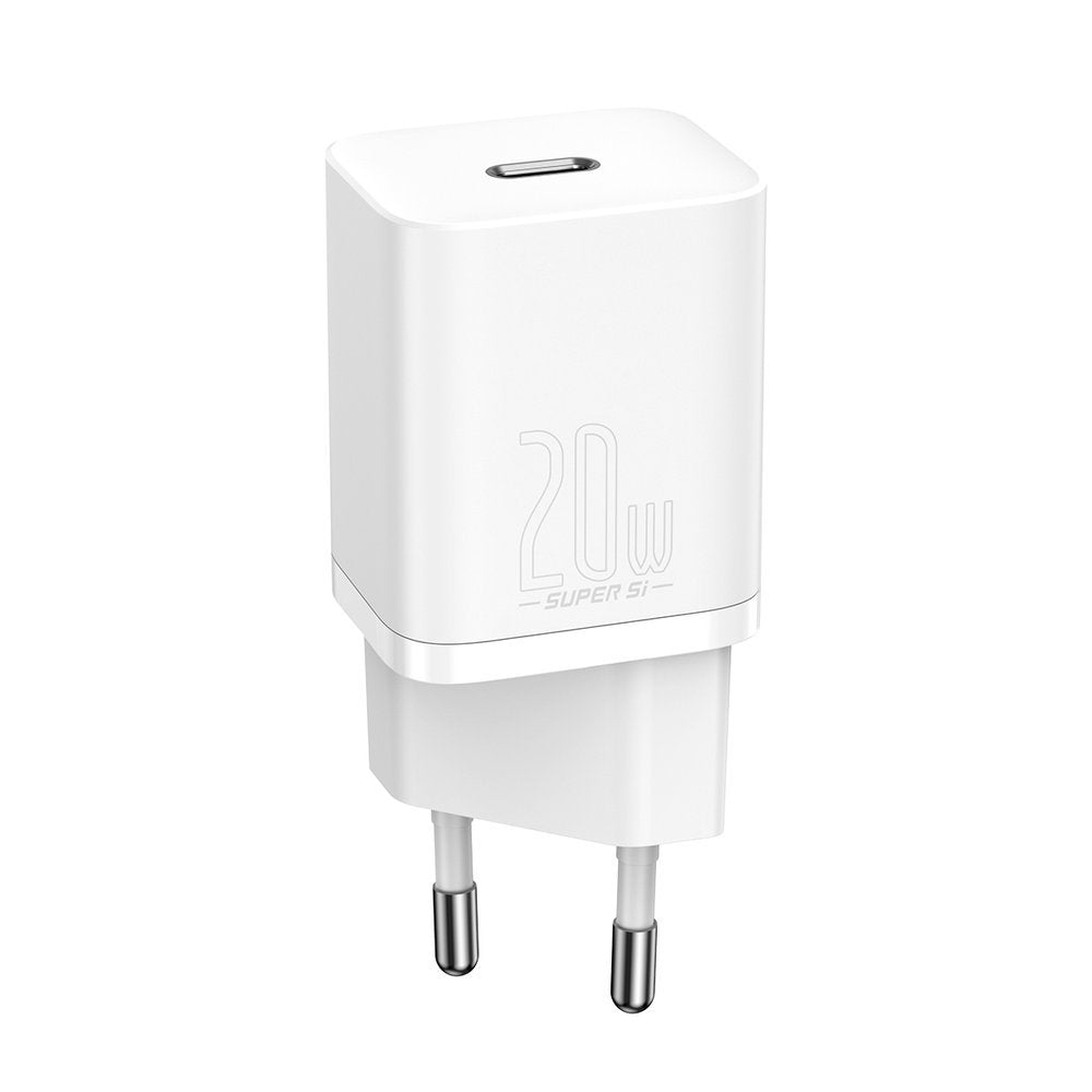 Punjač za mrežu sa Lightning kablom Baseus Super Si, 20W, 3A, 1 x USB-C, Beli TZCCSUP-B02