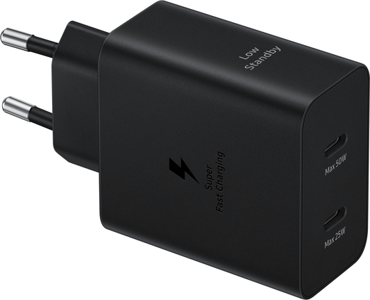 Punjač za mrežu sa USB-C kablom Samsung, 50W, 3A, 2 x USB-C, Crni EP-T5020XBEGEU