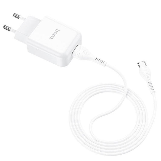 Punjač za mrežu sa USB-C kablom HOCO N2, 10W, 2A, 1 x USB-A, Bela