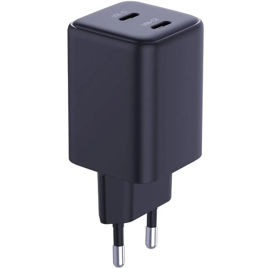 Punjač za mrežu sa USB-C kablom 3MK HyperCharger, 45W, 3A, 2 x USB-C, Crni