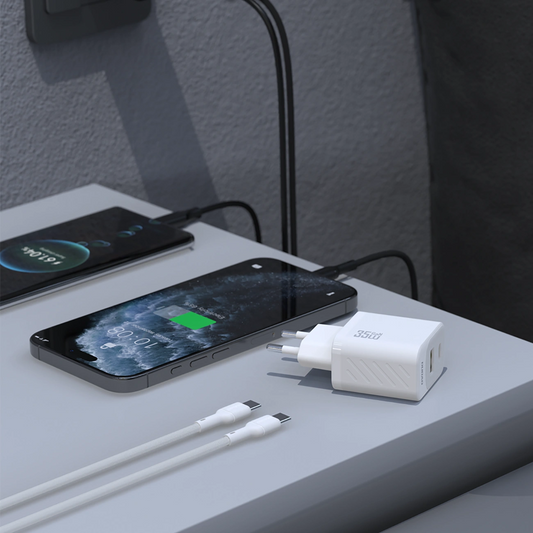 Punjač za mrežu sa USB-C kablom Dudao A27Max, 35W, 1 x USB-A - 1 x USB-C, Beli