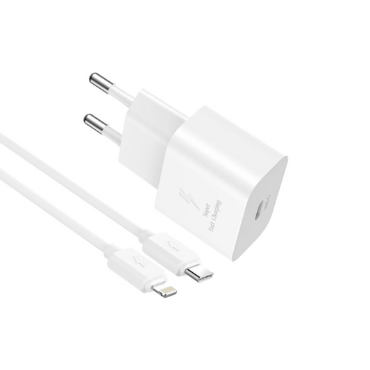 Mrežni punjač sa Lightning kablom XO Design L167, 25W, 3A, 1 x USB-C, Bela