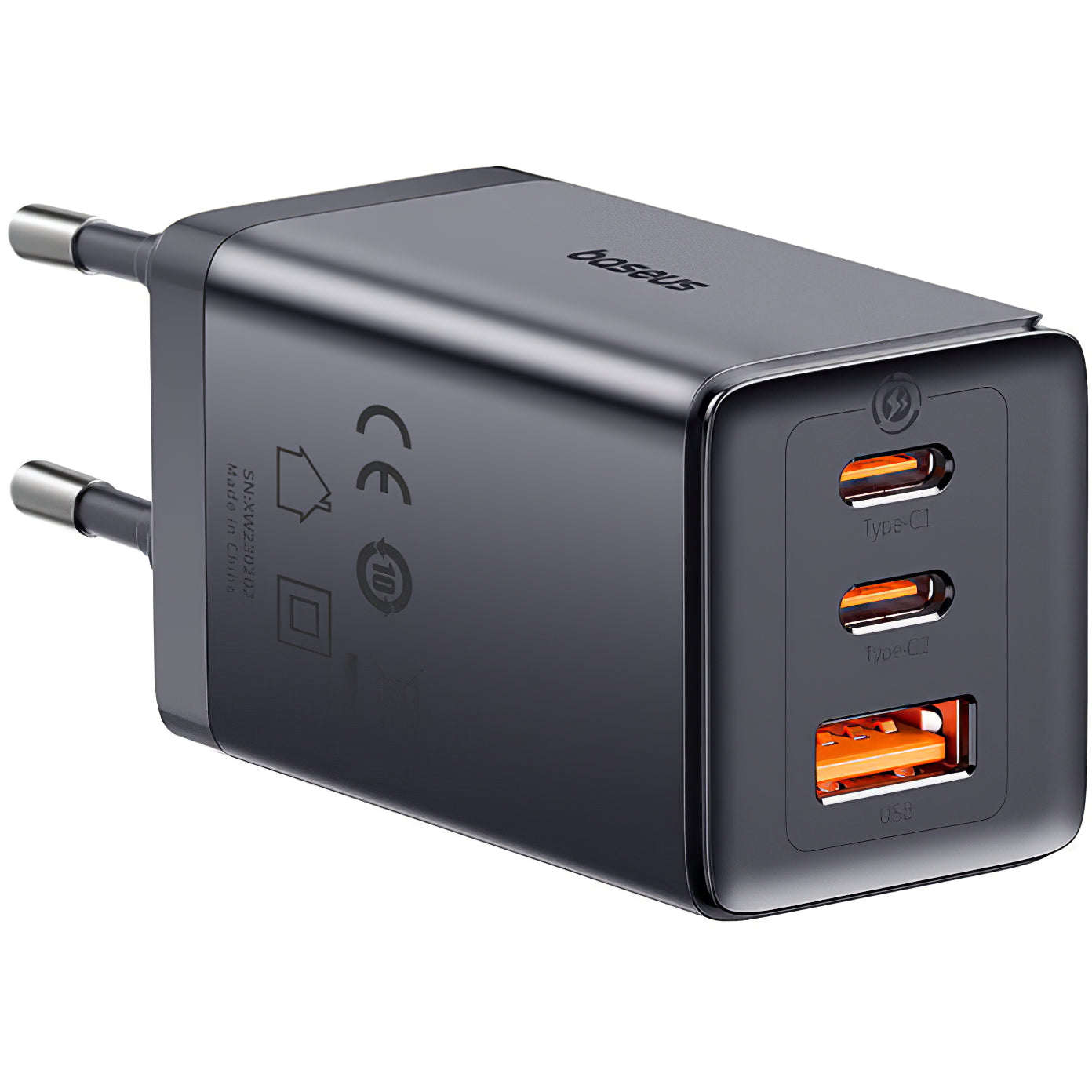 Punjač za mrežu sa USB-C kablom Baseus GaN5 Ultra, 65W, 3.25A, 1 x USB-A - 2 x USB-C, Sivi P10110812827-Z1