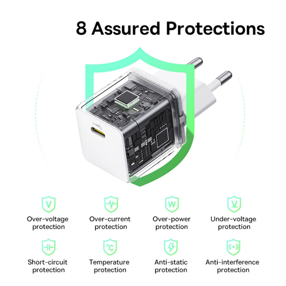 Punjač za mrežu sa USB-C kablom Baseus Palm, 30W, 3A, 1 x USB-C, Beli P10111605213-01