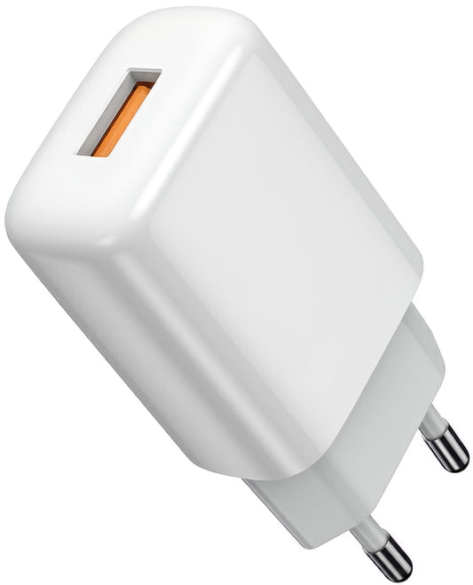 Punjač mreže sa USB-C kablom Prestico F9S, 12W, 2.4A, 1 x USB-A, Beli