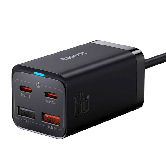 Punjač Baseus GaN3 Pro stacionarna stanica, 65W, 3A, 2 x USB-A - 2 x USB-C, Crni CCGP040101