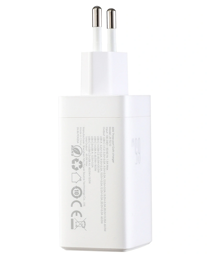 Punjač za mrežu sa USB-C kablom Joyroom JR-TG10, 65W, 3.25A, 1 x USB-A - 2 x USB-C, Bela