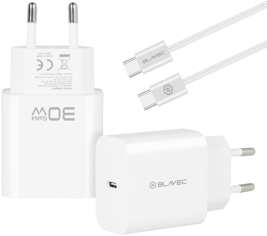 Mrežni punjač sa USB-C kablom Blavec BC-14, 30 W, 3 A, 1 x USB-C, beli