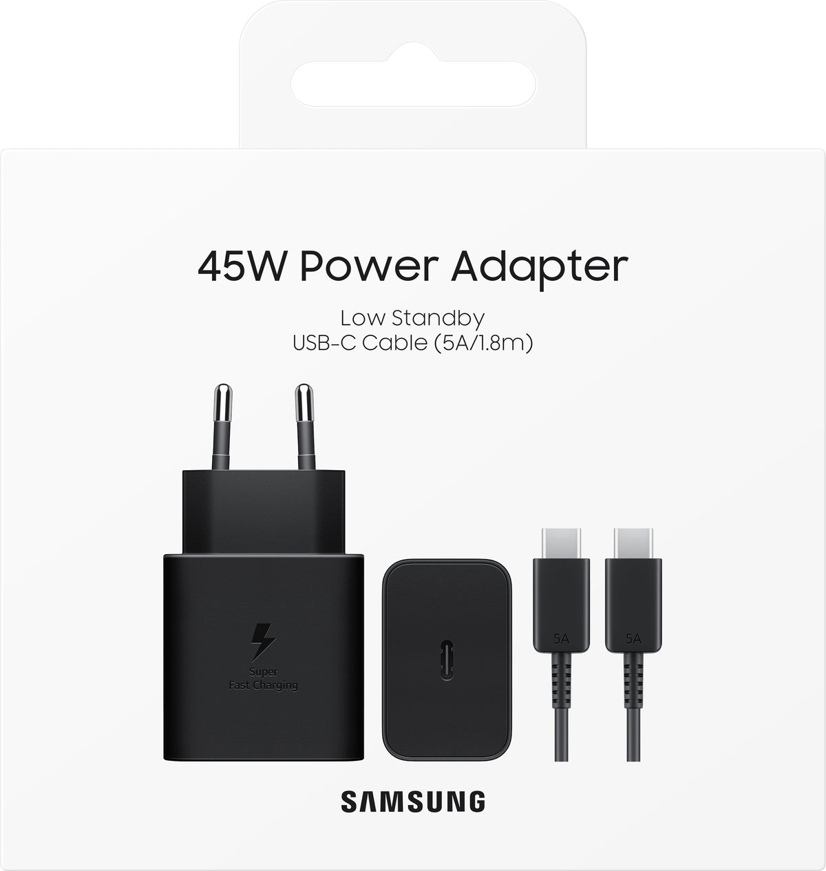 Punjač Mreže sa USB-C Kabelom Samsung, 45W, 4.05A, 1 x USB-C, Crni EP-T4511XBEGEU