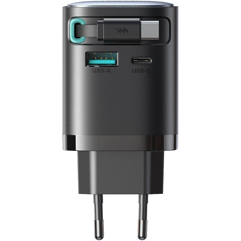 Punjač za mrežu sa USB-C kablom Joyroom JR-TCL02, 65W, 3A, 1 x USB-A - 1 x USB-C, crni