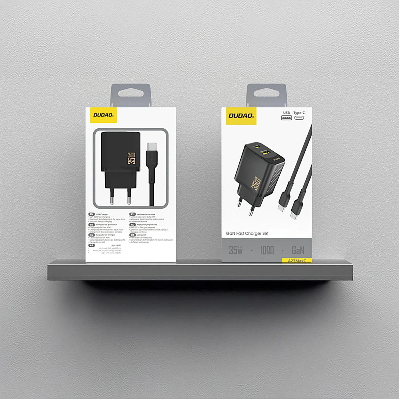 Punjač mreže sa USB-C kablom Dudao A27 Max, 35W, 1 x USB-A - 1 x USB-C, Crna