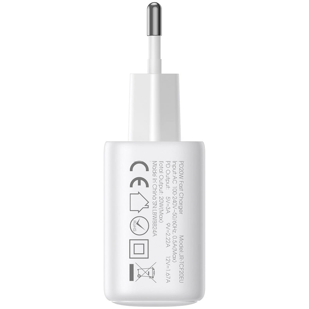 Punjač za mrežu sa USB-C kablom Joyroom JR-TCF20, 20W, 3A, 1 x USB-C, Bel