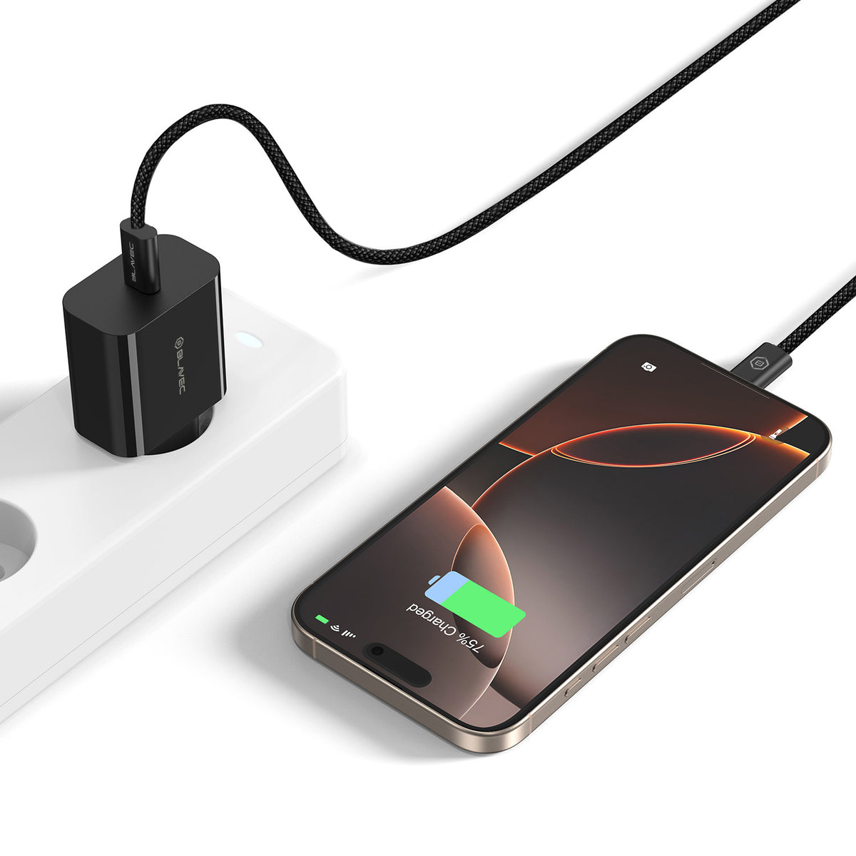 Punjač za mrežu sa USB-C kablom Blavec BC-7, 45W, 3A, 1 x USB-C, Crni