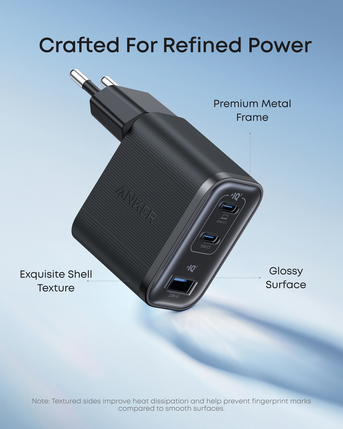 Punjač mreže sa USB-C kablom Anker Nano, 70W, 3.5A, 1 x USB-A - 2 x USB-C, Sivi B121A311