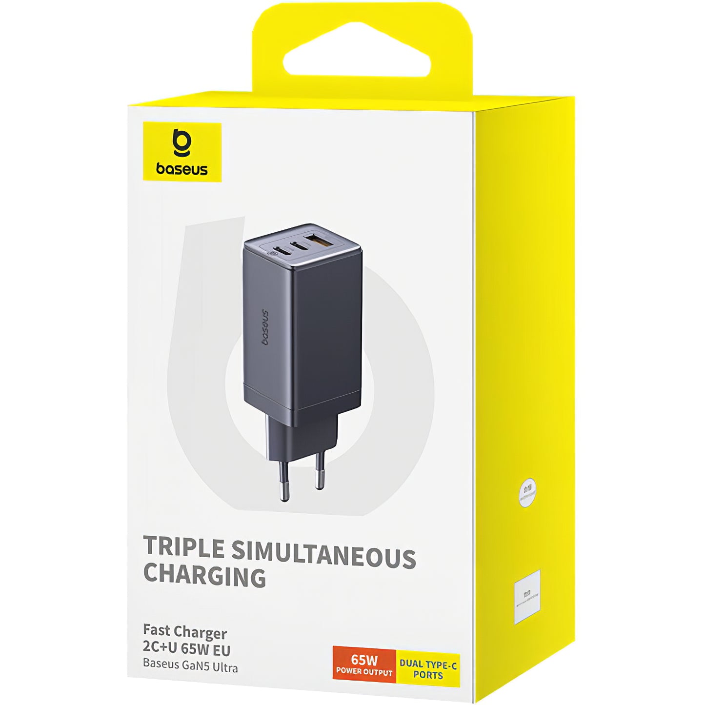 Punjač za mrežu sa USB-C kablom Baseus GaN5 Ultra, 65W, 3.25A, 1 x USB-A - 2 x USB-C, Sivi P10110812827-Z1