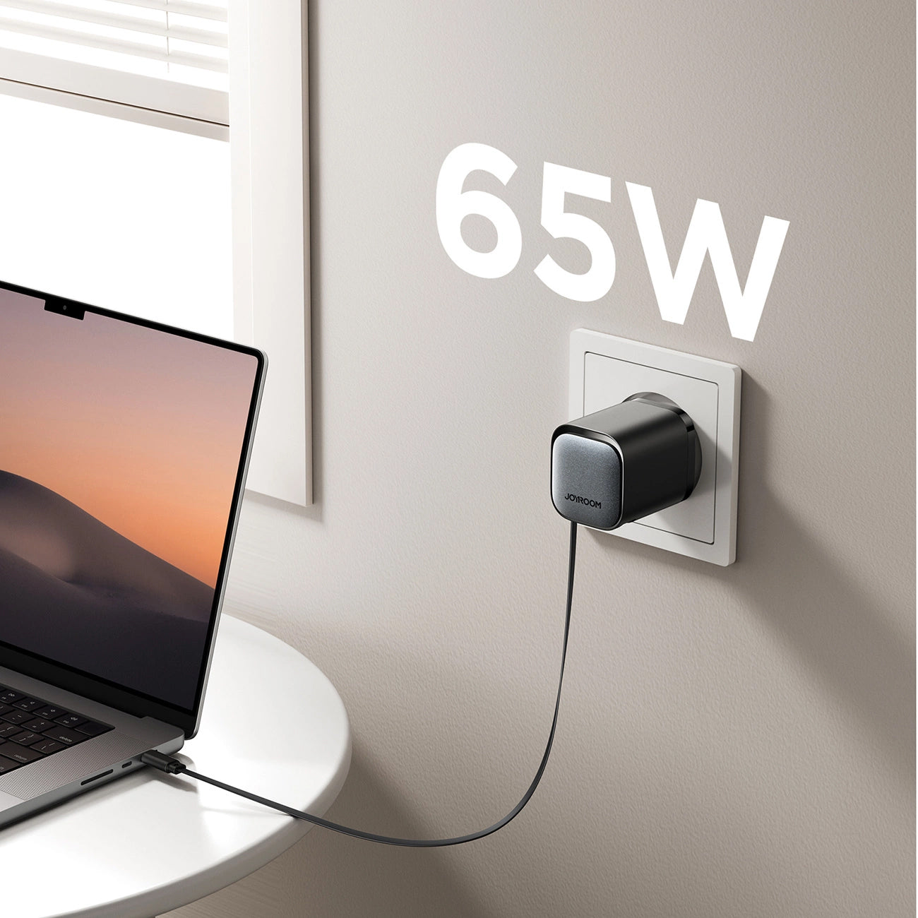 Punjač za mrežu sa USB-C kablom Joyroom JR-TCL02, 65W, 3A, 1 x USB-A - 1 x USB-C, crni