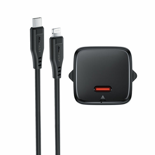 Punjač za mrežu sa Lightning kablom Acefast A118, 30W, 3A, 1 x USB-C, Crni