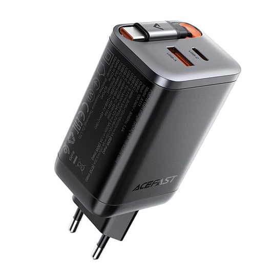 Punjač za mrežu sa USB-C kablom Acefast A111, 67W, 3A, 1 x USB-A - 1 x USB-C, Crni