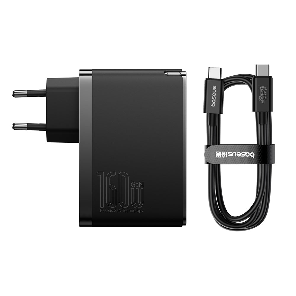 Punjač mreže sa USB-C kablom Baseus GaN5 Pro, 160W, 5A, 1 x USB-A - 2 x USB-C, Crni P10110825113-00