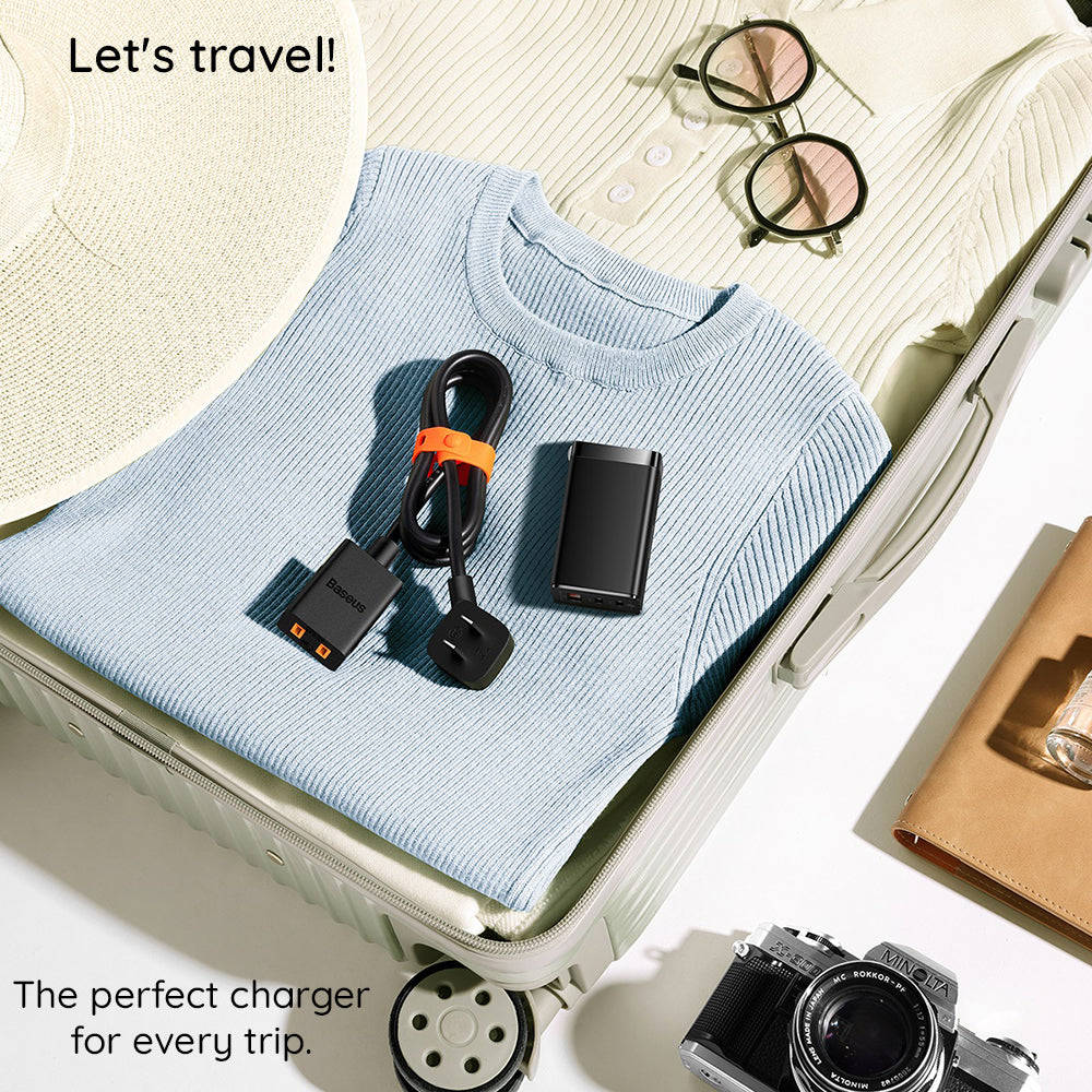 Punjač mreže sa USB-C kablom Baseus GaN5 Pro, 65W, 3.25A, 1 x USB-A - 2 x USB-C, Crni C0206500