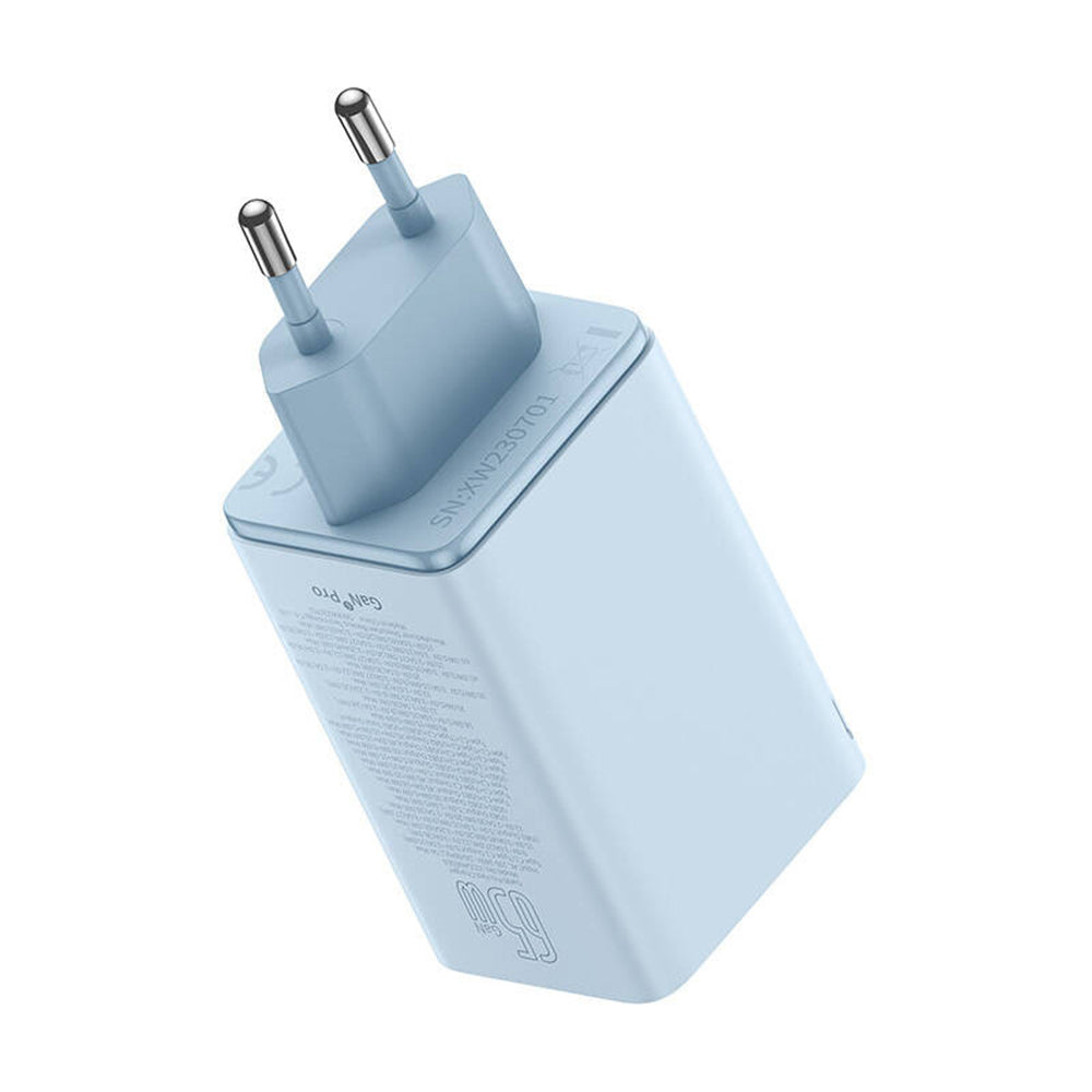 Punjač za mrežu sa USB-C kablom Baseus GaN6 Pro, 65W, 3.25A, 2 x USB-A - 2 x USB-C, Plavi E0121D00