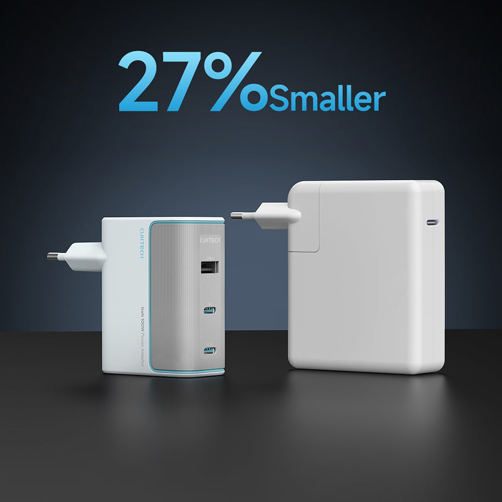 Mrežni punjač sa USB-C kablom Cuktech, 100W, 5A, 1 x USB-A - 2 x USB-C, Bela CKAD1003EUGW